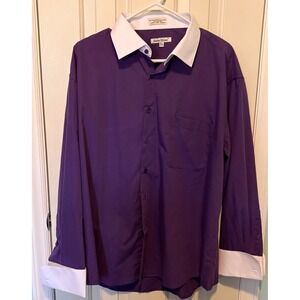 Daniel Ellissa Purple Dress Shirt with Contrast Collar and Cuffs 18.5 34/35